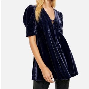 Free People Adelle Velvet Indigo Lost Purple Tunic mini dress
